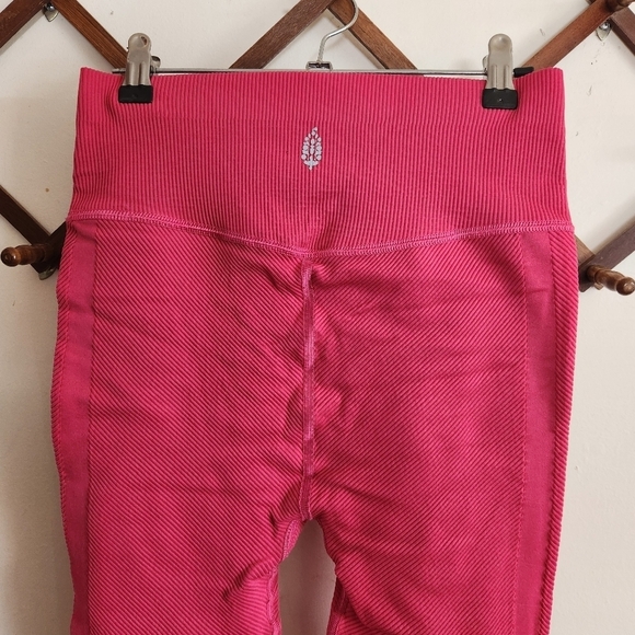 Free People Movement Ribbed Cropped Leggings Hot Pink High Rise Medium M - Picture 7 of 8